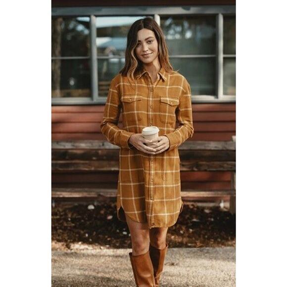NWT The Normal Brand Mountain Shirt‎ Dress Palomino Plaid Women's XS MSRP $168 - Picture 1 of 11